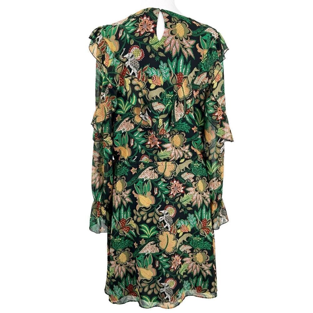 Scotch & Soda Maison Scott Forest Green Jungle Ruffle Size Large - Picture 3 of 16